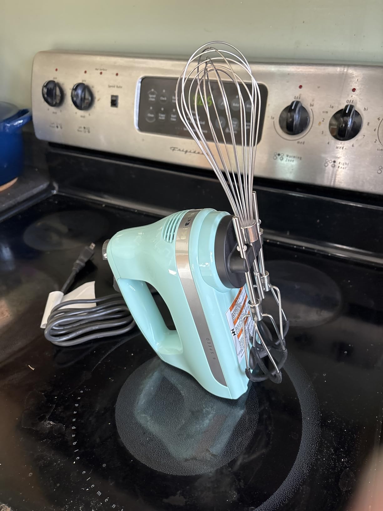KitchenAid 6 Speed Hand Mixer with Flex Edge Beaters - KHM6118, Ice Blue customer photo 2