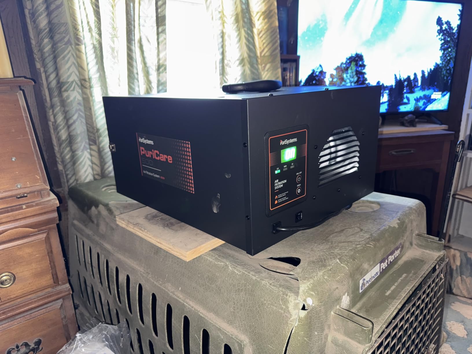 PURISYSTEMS 3-Speed Remote Air Filtration System, PuriCare 500 Hanging Air Filter w/RF Remote for Woodworking, Garage Air Purifier, Shop Dust Collector, up to 500 sq. ft(500 CFM) customer photo 1