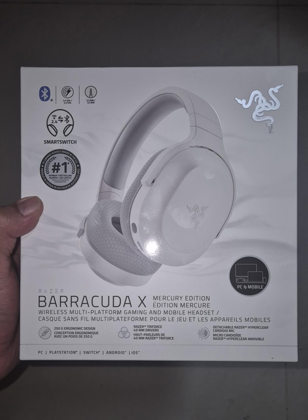 Razer Barracuda X Wireless Gaming & Mobile Headset (PC, PlayStation, Switch 2, Android, iOS): 2.4GHz Wireless + Bluetooth - Lightweight - 40mm Drivers - Detachable Mic - 50 Hr Battery - Black customer photo 2