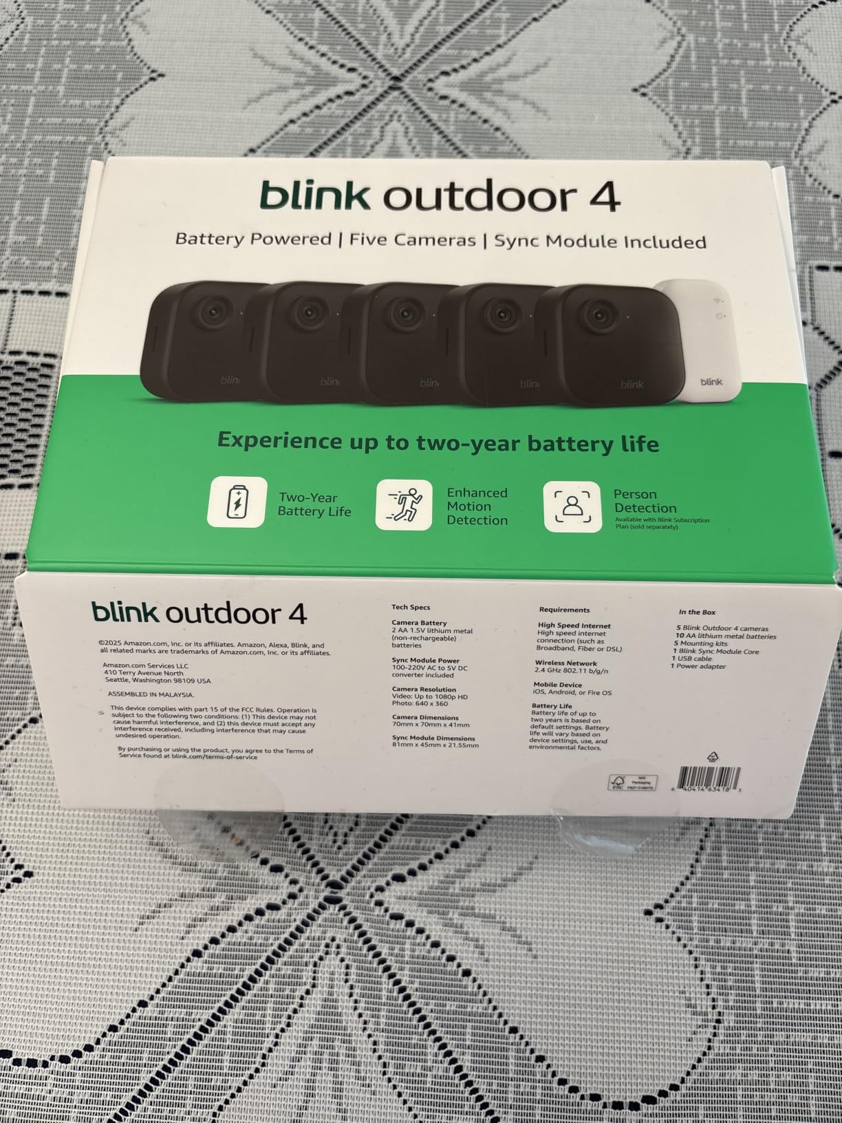Blink Outdoor 4 - Wireless smart security camera, two-year battery life, two-way talk. Required Sync Module not included - Add-on camera customer photo 1