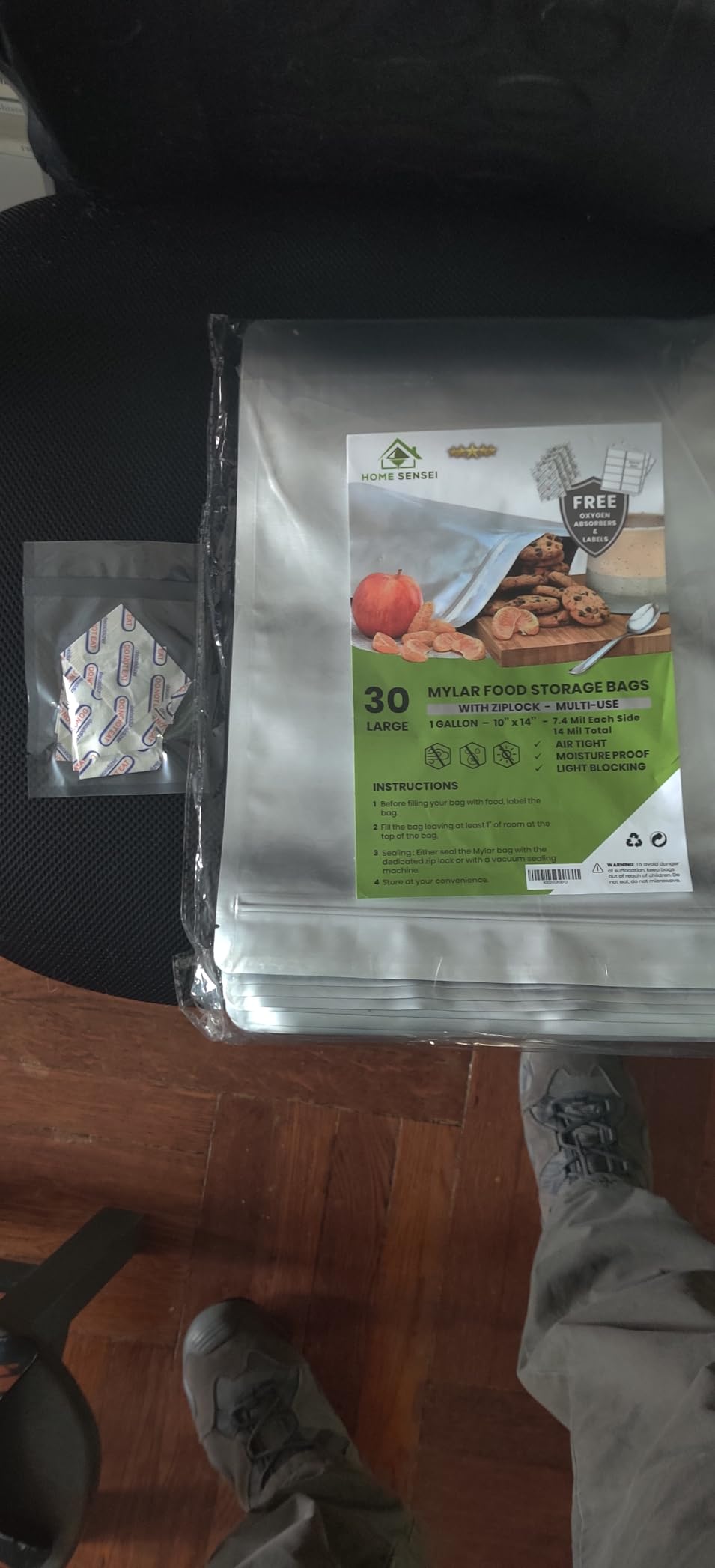 10pcs 5 Gallon Mylar Bags for Food Storage - 10 Mil Thick - Extra large bags 5 Gallon with Oxygen Absorbers 2500cc - Zipper Resealable Milar Bags - Bolsas Mylar 5 Galones customer photo 2