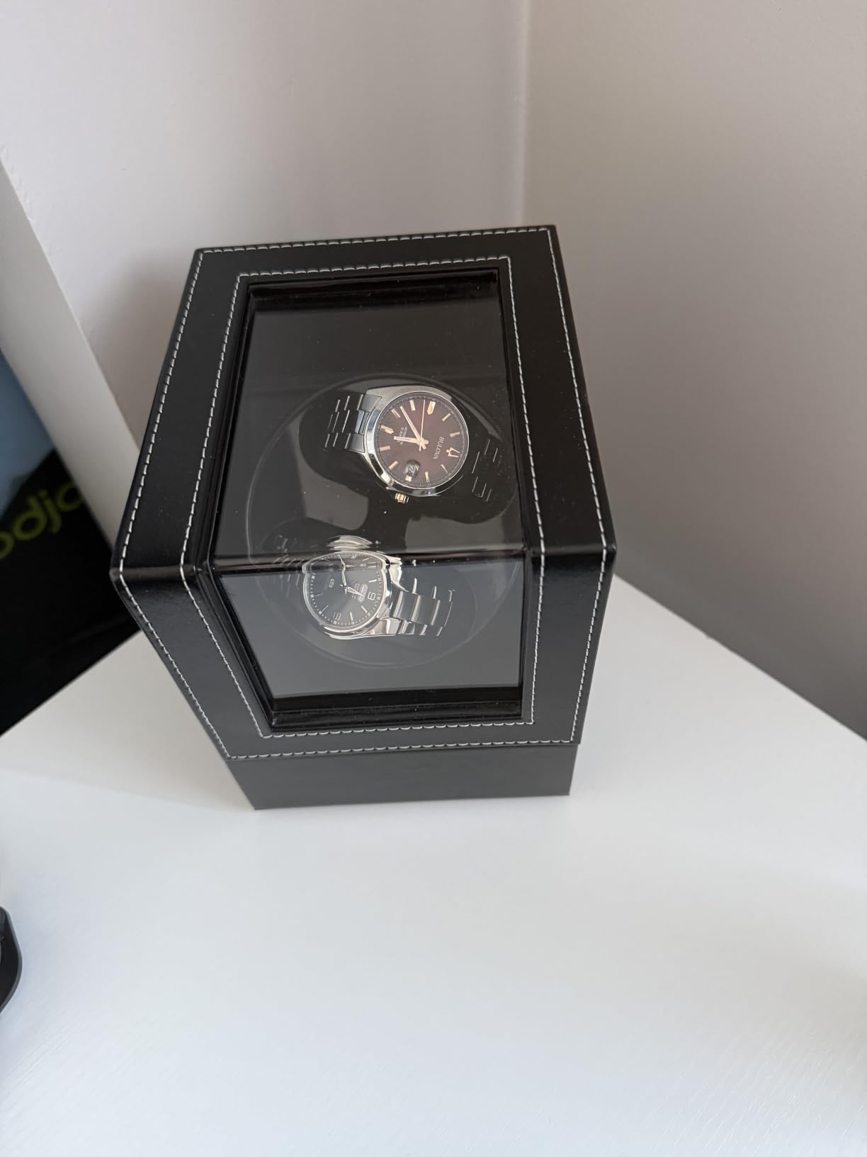 Mcbazel Watch Winder for Automatic Watches, Double Automatic Watch Winder Box with Quiet Japan-made Motor, 2 Slots (Black PU Leather) customer photo 1