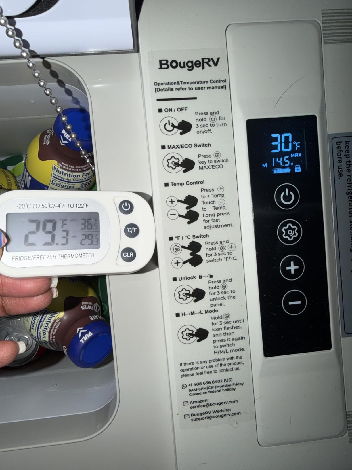 BougeRV 12v refrigerator 23 Quart, -8°F~50°F Portable Freezer for Car, Black | No Ice Needed, Use as Fridge or Freezer, Fast 15-Min Cool to 32°F, 12/24V DC, 110V AC, Electric Cooler for Camping, Road Trip customer photo 2