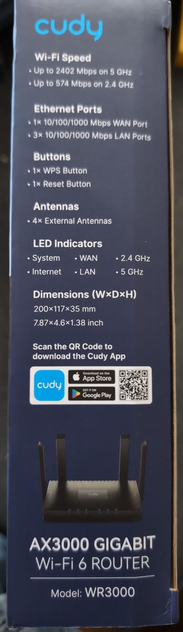 Cudy AX3000 Gigabit Mesh Wi-Fi 6 Router, 4X GbE, 160MHz, VPN Full, WR3000 customer photo 2
