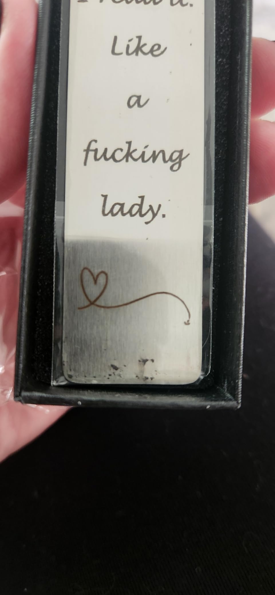 Metal Bookmark Gift, Engraved Stainless Steel Leaf Pendant Book Mark | Engraved 'I don't watch porn. I read it like a fking lady',Exquisite Gift Box,For Women Friends Teacher Classmate Book Lovers customer photo 2