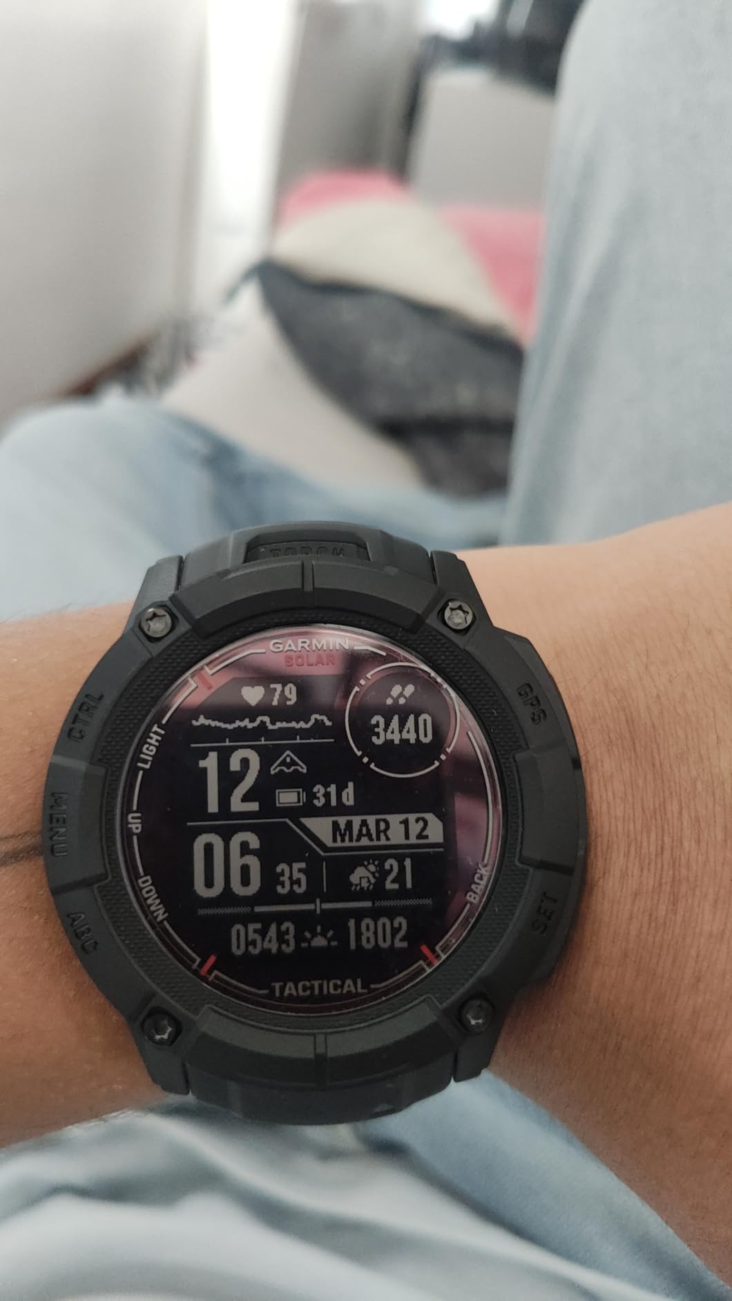 Garmin Instinct 2X Solar Tactical, Rugged Outdoor Smartwatch, 50mm, Black Solar Charged, Built-In Flashlight, Multi-Band Frequency Support, ABC Sensors, Tracback Routing, Reference Points customer photo 1