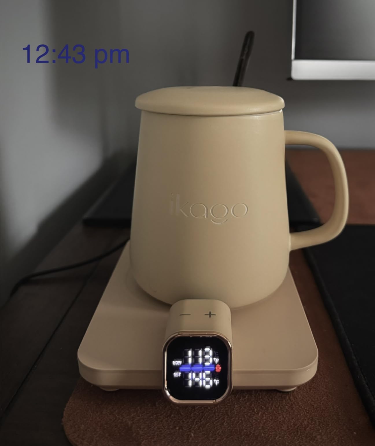 Coffee Cup Warmer & iKago Mug Set, Precise Temp Control Mug Warmer | Auto Shut Off, Infrared Sensor, Dual Temp Display, 15oz Mug with Spoon & Lid Included, Gifts for Men Women customer photo 1