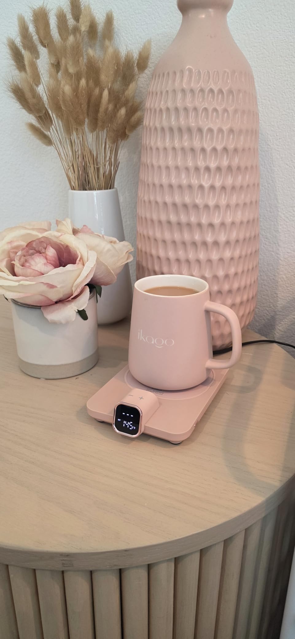 Coffee Cup Warmer & iKago Mug Set, Precise Temp Control Mug Warmer | Auto Shut Off, Infrared Sensor, Dual Temp Display, 15oz Mug with Spoon & Lid Included, Gifts for Men Women customer photo 2