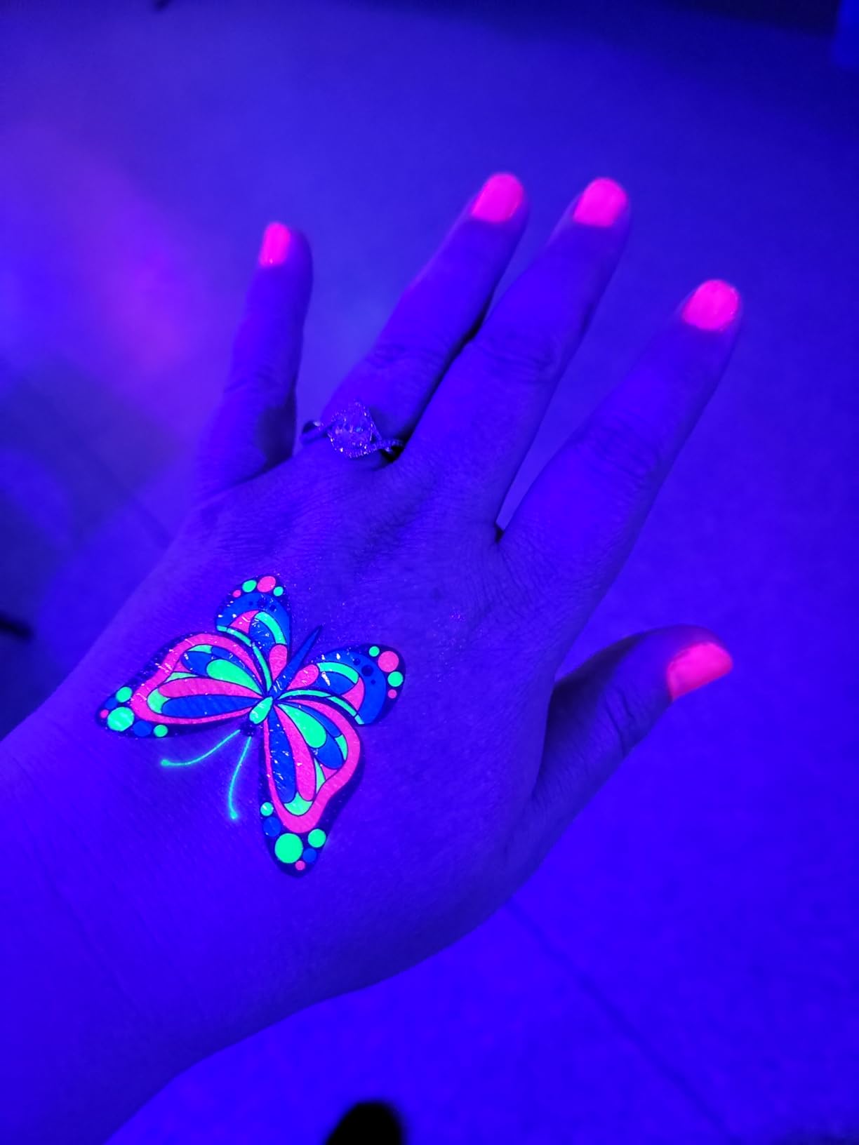 Temporary Tattoos 170 PCS Glow in The Dark Tattoos that React to Neon UV Black Light - Neon Glow Party Favors for Teens customer photo 1