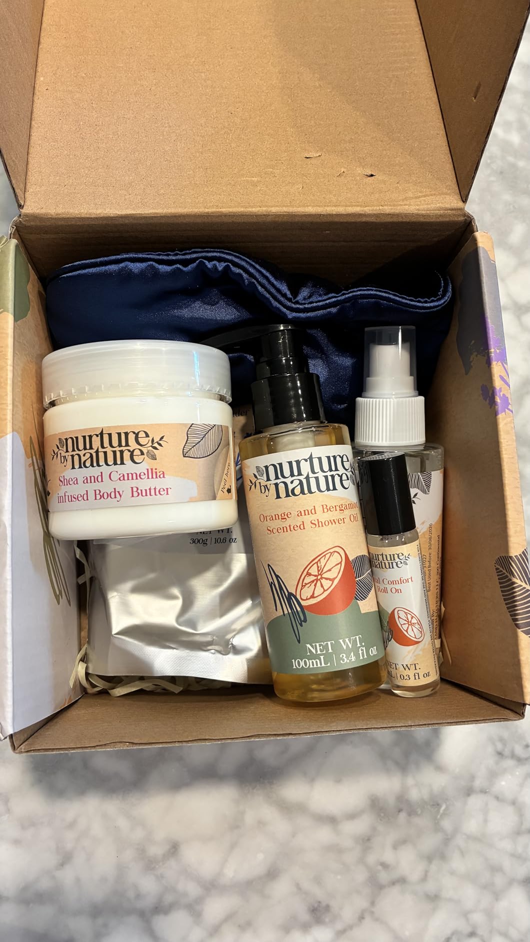 Nurture by Nature New Mom Gift Basket - 6 Piece Self Care Package | Bath salts, shower oil, body butter, pillow spray, eye mask, roll-on; spa kit for women after baby, pregnancy & postpartum customer photo 1
