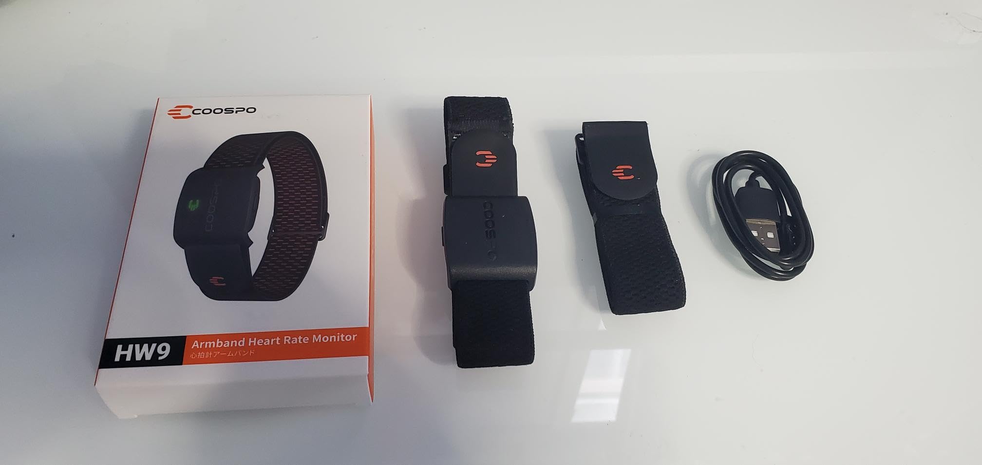 COOSPO HW9 Bluetooth 5.0 ANT+ Heart Rate Monitor Armband with HR Zones/Calories Burned, Optical HRM Sensor for Fitness Training/Cycling/Running, Compatible with Peloton, DDP Yoga, Wahoo customer photo 1