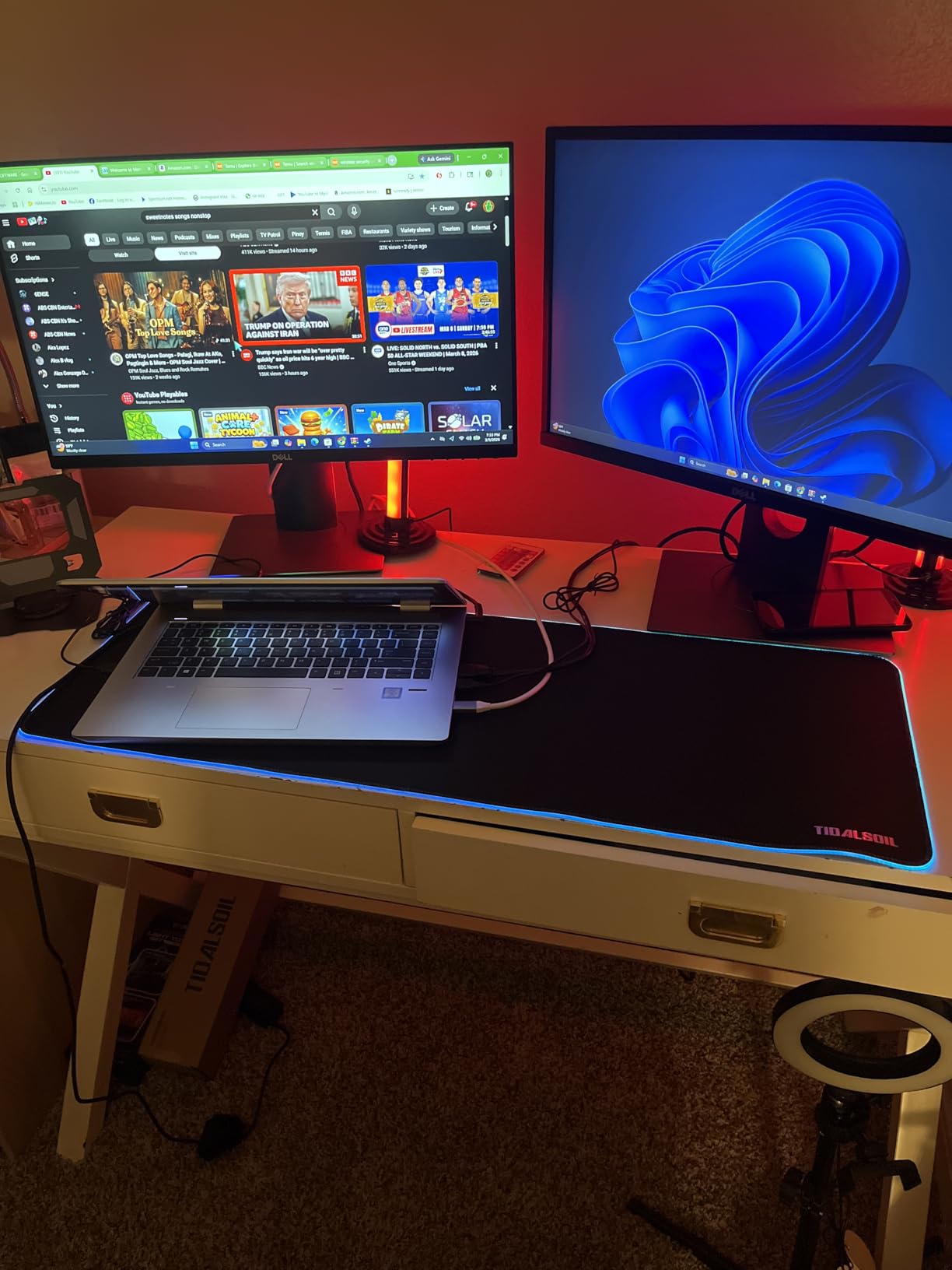 TIDALSOIL RGB Gaming Mouse Pad, 31.5x11.8 in Extended LED Desk Mat, Black | 12 Dynamic & Static RGB Light Modes with Memory Function. 31.5x11.8 in Oversized Coverage, Plug & Play, Non-Slip Base customer photo 2