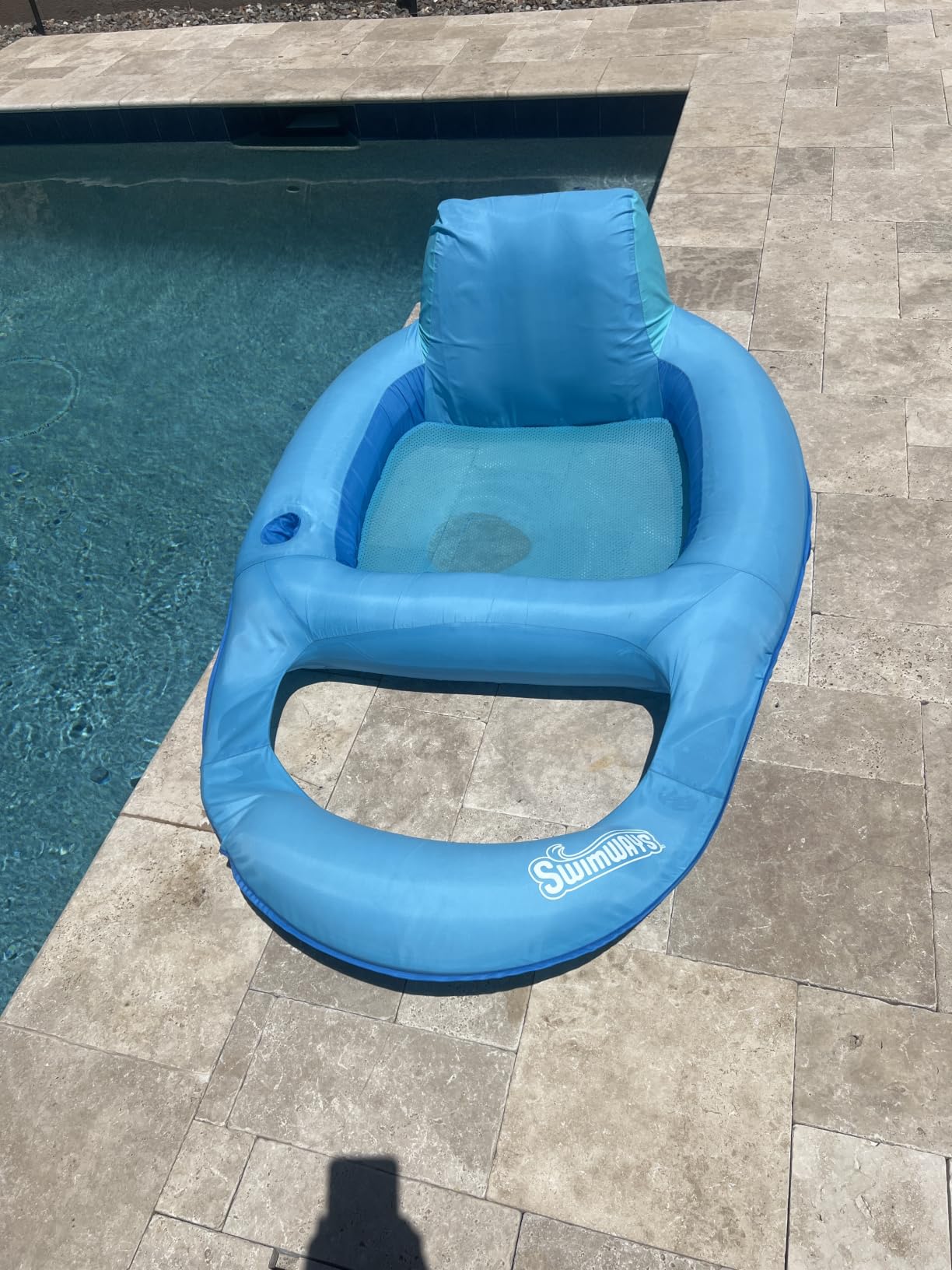 SwimWays Spring Float Recliner, Fast-Inflating Adult Pool Lounger; Ages 15+ | Patented Fast Inflation for Immediate Use During Travel, Fits Most Adults and Teens, Teens & Adults Can Lounge Comfortably customer photo 1