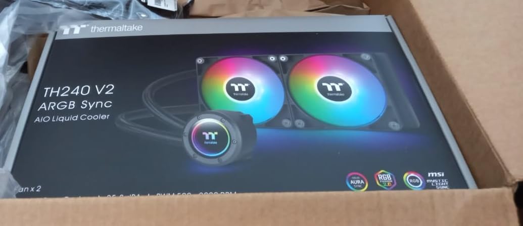 Thermaltake TH240 ARGB Sync V2 CPU Liquid Cooler, AIO Liquid Cooling, 120mmx2 Fans, PWM 500-2000 RPM, Mirror Waterblock, MB ARGB Sync Control, Black customer photo 1