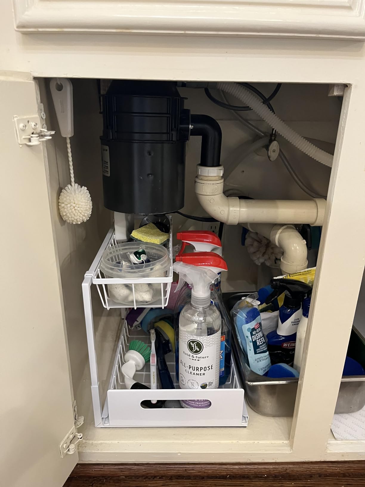 Under Sink Organizer, L-Shaped 2 Tier Pull Out Cabinet Organizer | Slide Out Under Cabinet Storage, For Kitchen and Bathroom, Metal Under Sink Storage with Sliding Drawer, 50 lbs, White 2 Pack customer photo 2