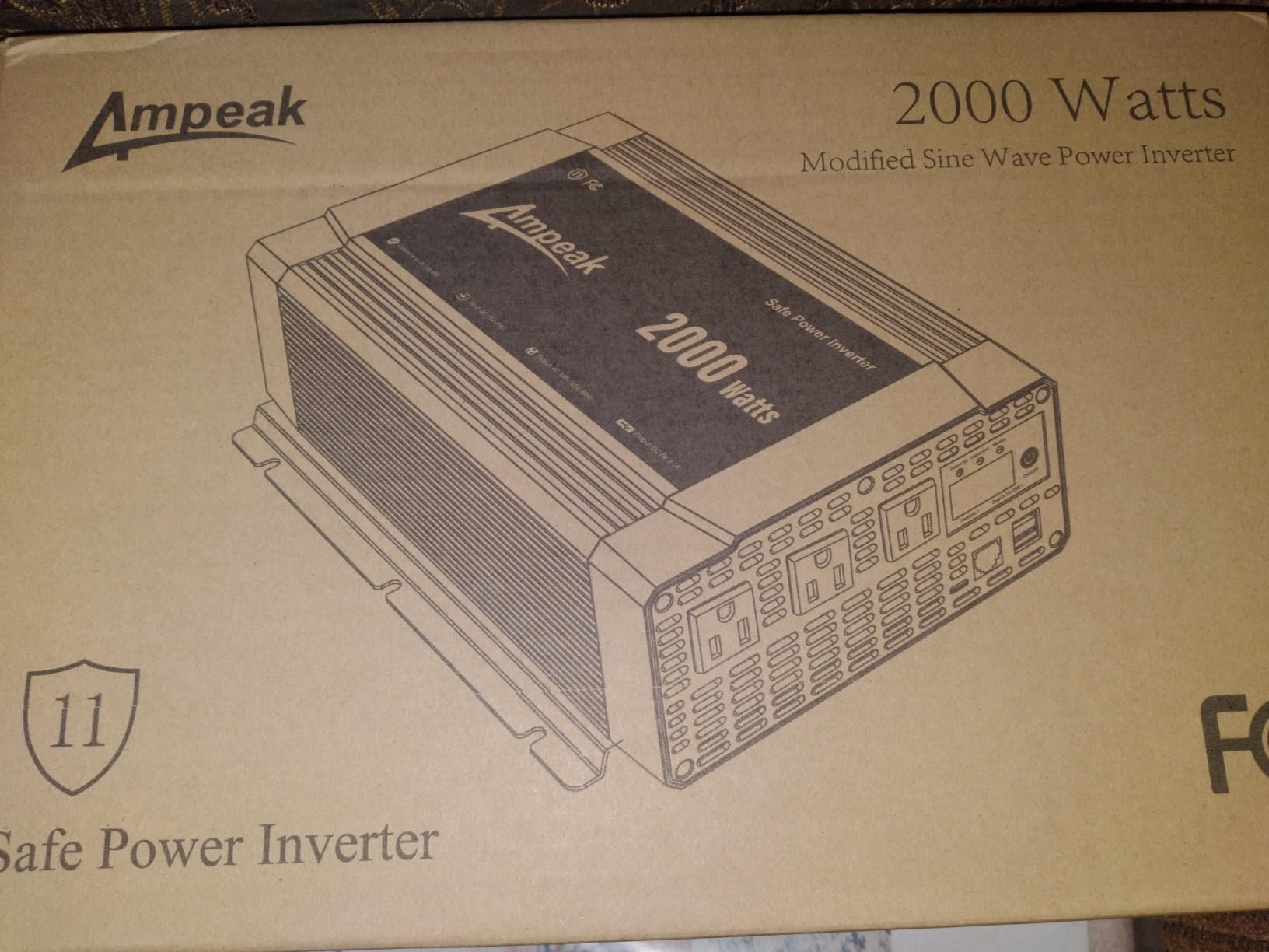 Ampeak 2000W Modified Sine Wave Inverter, Remote Controller, 89% Efficiency | 4000W Surge, 3 AC Outlets, Dual USB, LCD Display, 52dB, 11 Protections, for Truck RV Car Camping customer photo 2