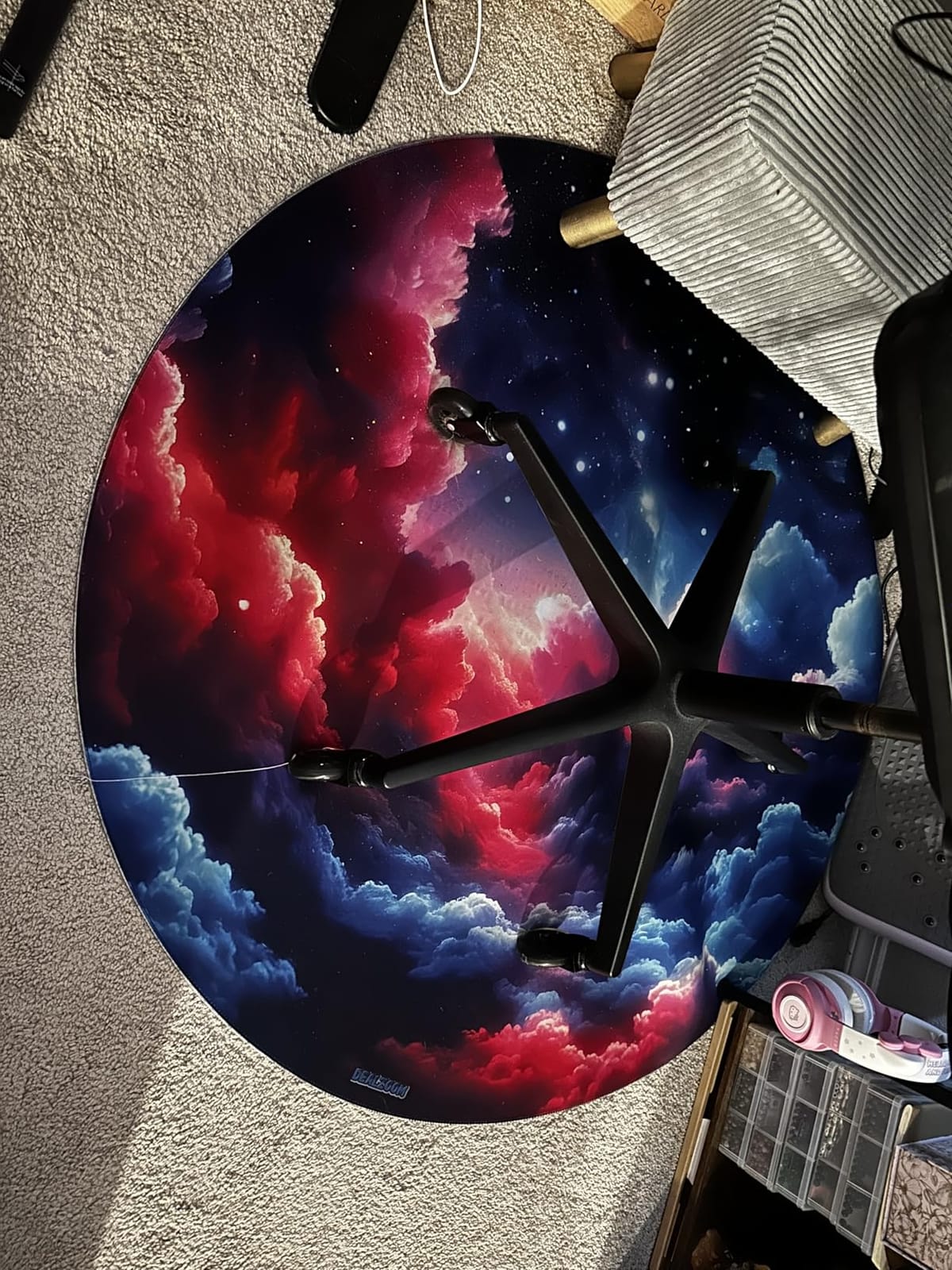 Gaming Chair Mat for Hardwood Floor Circle RGB Gaming Lights (Galaxy 47