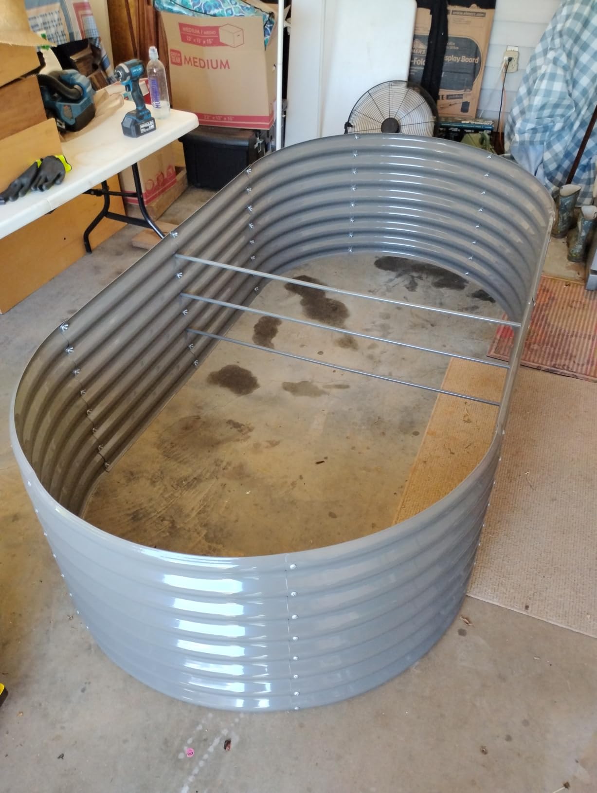 Anleolife 8x4x2ft Oval Deep Root Galvanized Raised Garden Bed, Quartz Grey - 478-Gallon Capacity customer photo 1
