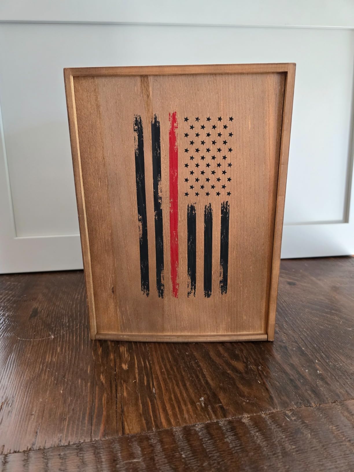 Firefighter Tactical Red American Flag USA Whiskey Gift Set | 730mL Decanter & 2 Whiskey Glass + Wood Gift Box | Fire Fighter, Gifts, Wine Decanter Airtight, Fire Department FD, Men, Dad, Him customer photo 1