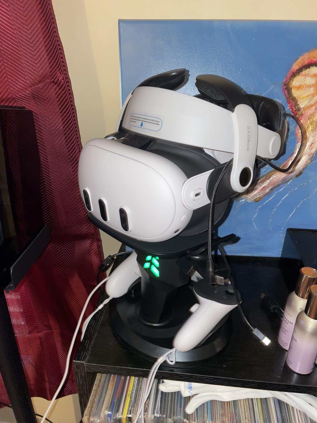 VR Headset Charging Dock for Meta Quest 3/Quest 3S/Quest 2, VR Charging Stand for Quest 3 Accessories VR Stand Supports Charging Headset with Type C Cable customer photo 2