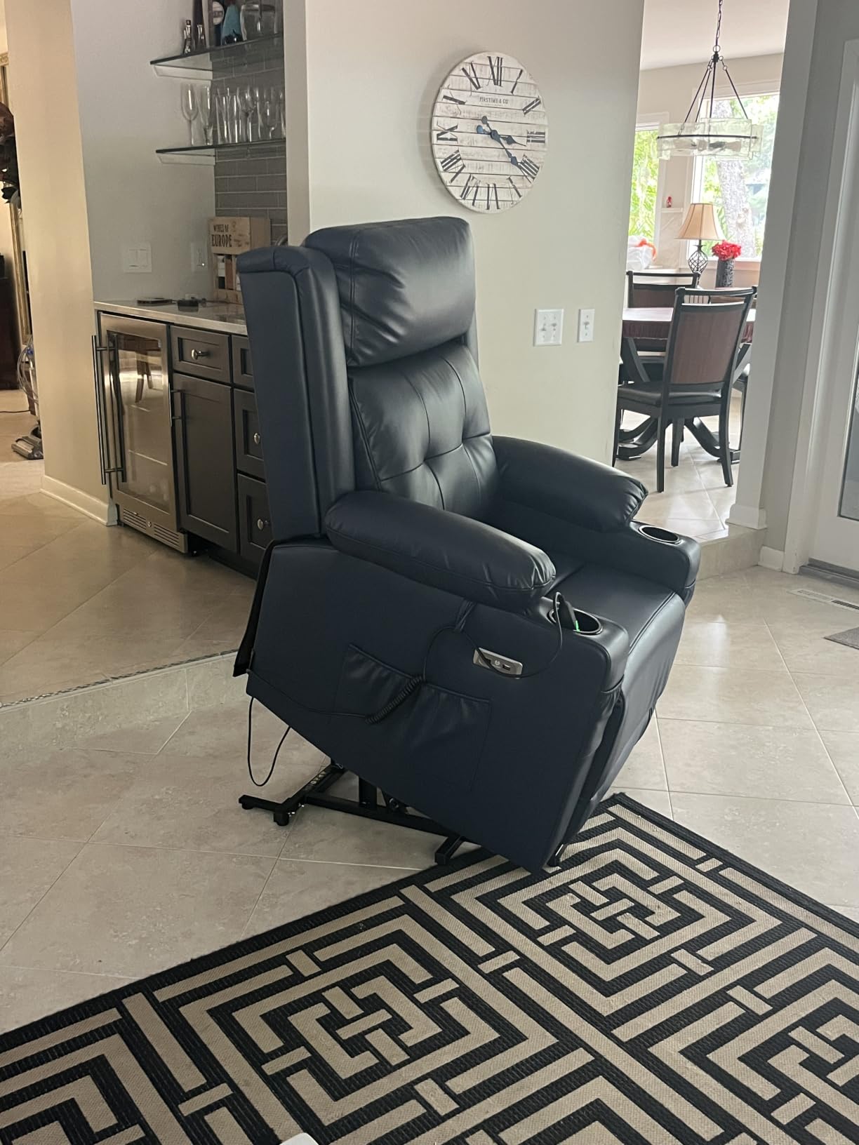 MCombo Triple Motor Power Lift Recliner, Leather 7661 (Dark Brown, Large) | Massage and Heat, Adjustable Headrest, Lay Flat, Infinite Position, 4.7