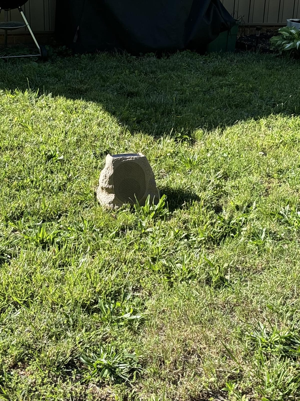 Victrola Rock Speaker Connect - Outdoor Bluetooth Solar Speaker - Sand | Rock-shaped outdoor speaker, Bluetooth 5.3, solar and USB-C charge, 22-hr battery, link up to 20, IP65 customer photo 1