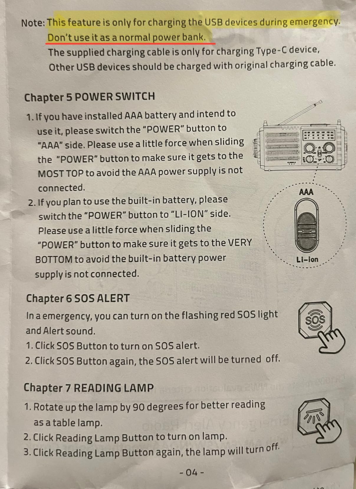 Raynic Emergency Radio, 12000mAh/44400mWh Battery Operated Weather Radio, Solar Hand Crank Radio with AM/FM/SW/NOAA Alert, Cell Phone Charger, Type-C Charging, Flashlight and SOS Siren customer photo 1