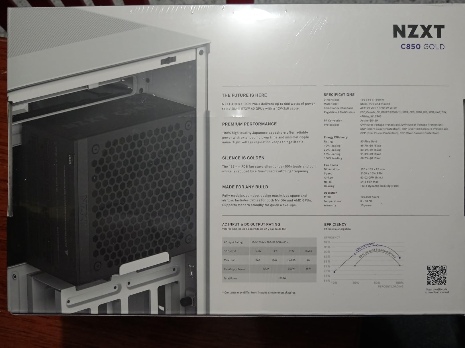 NZXT C850 Gold ATX 3.1-850W Fully Modular Power Supply | 850W 80 PLUS Gold ATX 3.1 PSU, fully modular and quiet. PCIe 5 ready for modern GPUs, 10-year warranty customer photo 2