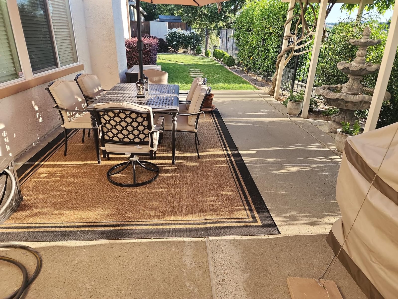 Gertmenian Indoor/Outdoor Flatweave Area Rug - 6x9 Medium, Stain & UV Resistant, Quick-Drying, Ideal for Deck, Patio, Poolside, Mudroom - Klano Striped Chestnut, Black, 28801 customer photo 2