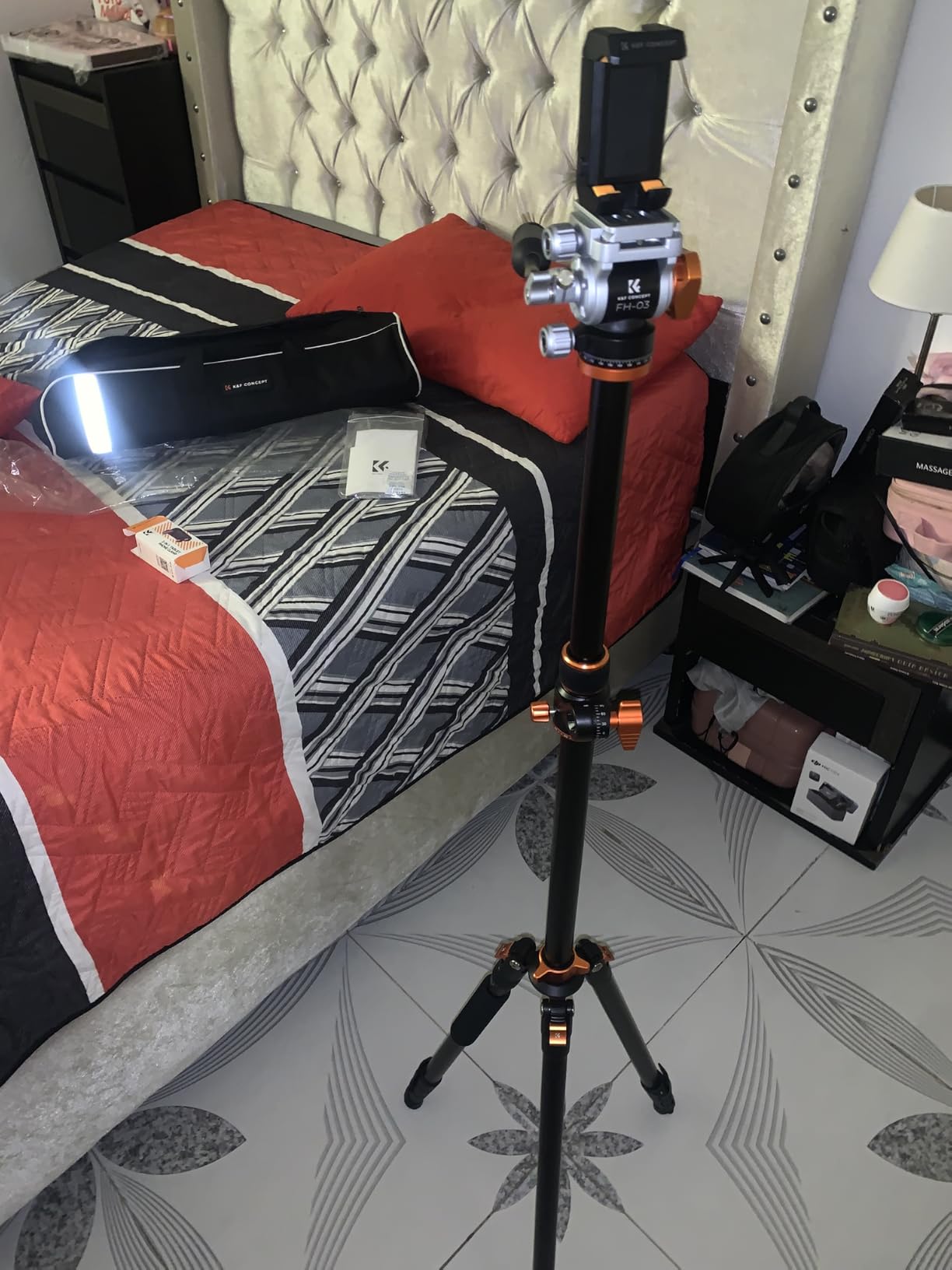 K&F CONCEPT 90''/230cm Horizontal Fluid Head Camera Tripod | Heavy Duty Overhead Shooting Video Tripods, Center Column, Detachable Monopod, for Indoor and Outdoor Use T254A7+FH-03 customer photo 2