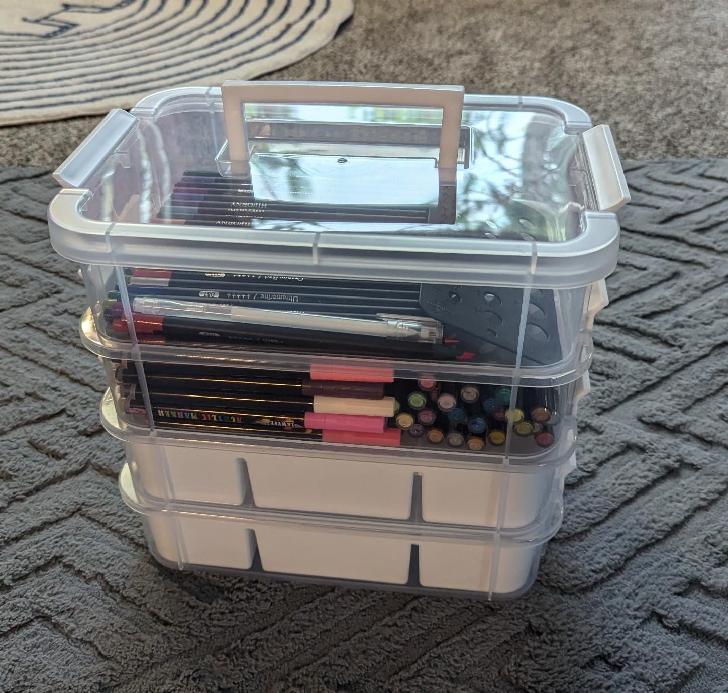 CraftGenes Craft Organizer, 4 Tier Storage Box with Removable Trays, White | 4 Storage Tiers; 2 Removable Trays; Side Latches; Stackable Design; For Beads, Thread, Tools, Crafts and Accessories customer photo 1