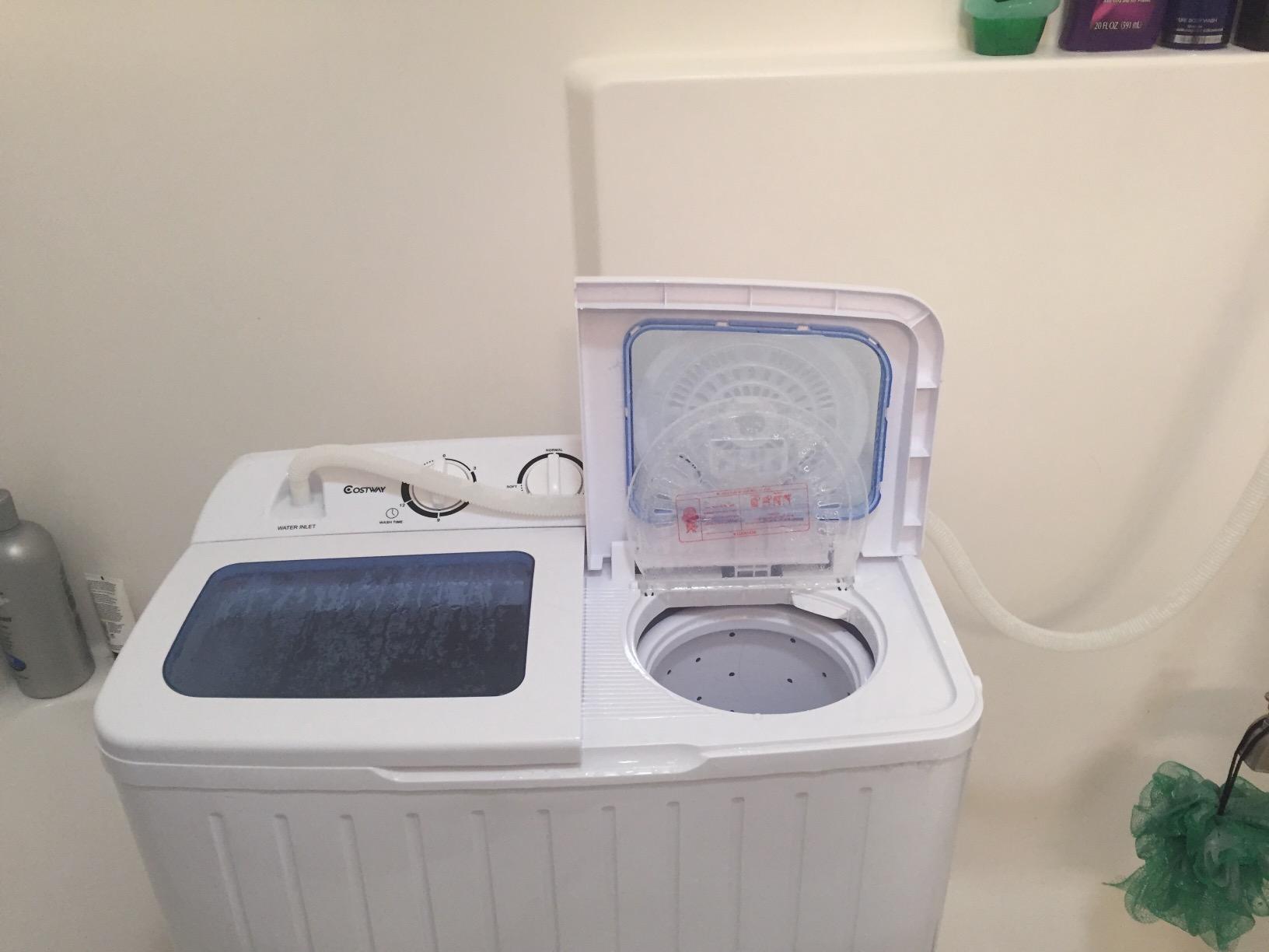 Giantex Portable Washing Machine, 20lbs Washer and Spinner Combo, Twin Tub 12lbs Wash & 8lbs Spin, Mini Compact Laundry Clothes Washer for Apartment Dorm RVs (White & Grey) customer photo 1
