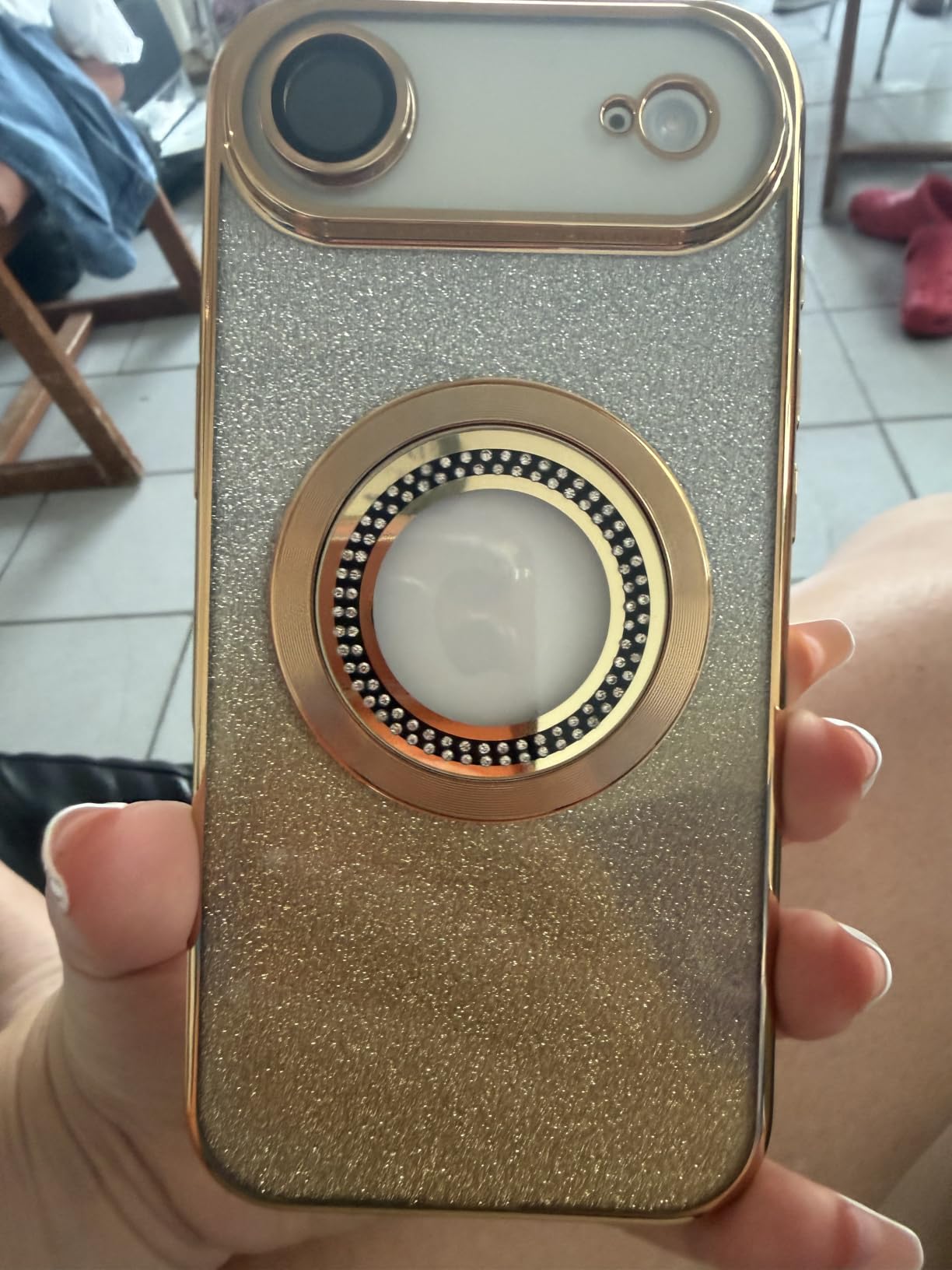 Misscase for iPhone 16 Pro Max Magnetic Glitter Case Compatible with MagSafe,Full Protection Slim Shockproof Anti-Scratch Case with Camera Lens Protector Logo View Dust-Proof Net for Women Gold customer photo 1