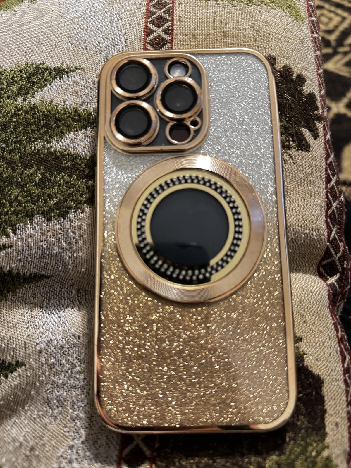 Misscase for iPhone 16 Pro Max Magnetic Glitter Case Compatible with MagSafe,Full Protection Slim Shockproof Anti-Scratch Case with Camera Lens Protector Logo View Dust-Proof Net for Women Gold customer photo 2