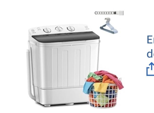Erivess Portable Twin Tub 19lbs Washing Machine with Drying Rack and 10 Hangers, 12lbs Washer Mini Compact Laundry Machine with 7lbs Spinner, 1500rpm Semi-automatic Washer Combo for Dorm&Apartment customer photo 2