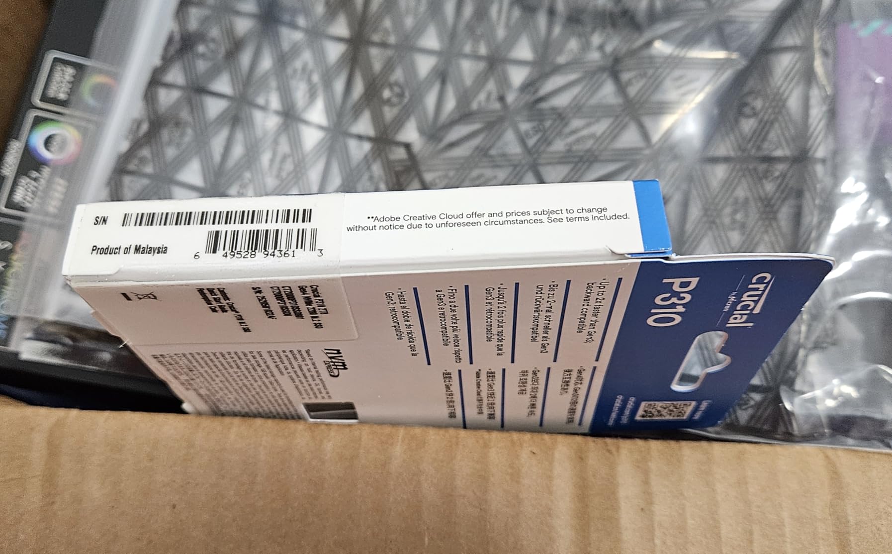 Crucial P310 500GB SSD, PCIe Gen4 NVMe M.2 2280, Up to 6,600MB/s, for Laptop, Desktop (PC), & Handheld Gaming Consoles, Includes Acronis Data Recovery Software customer photo 1