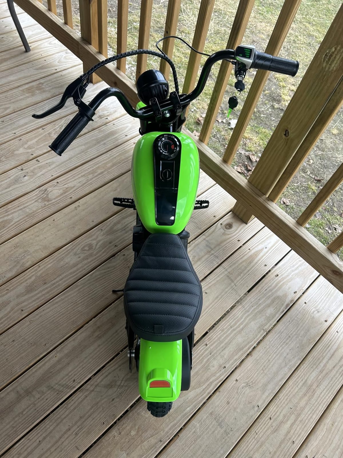 ELEMARA Electric Dirt Bike, 15 mph & 150lb Max, 24V Ride on Toy for Big Kids w/LED Lights & Power Display, Chain-Driven Motor, Twist-Grip Throttle, Shock Springs, Handbrake, 12