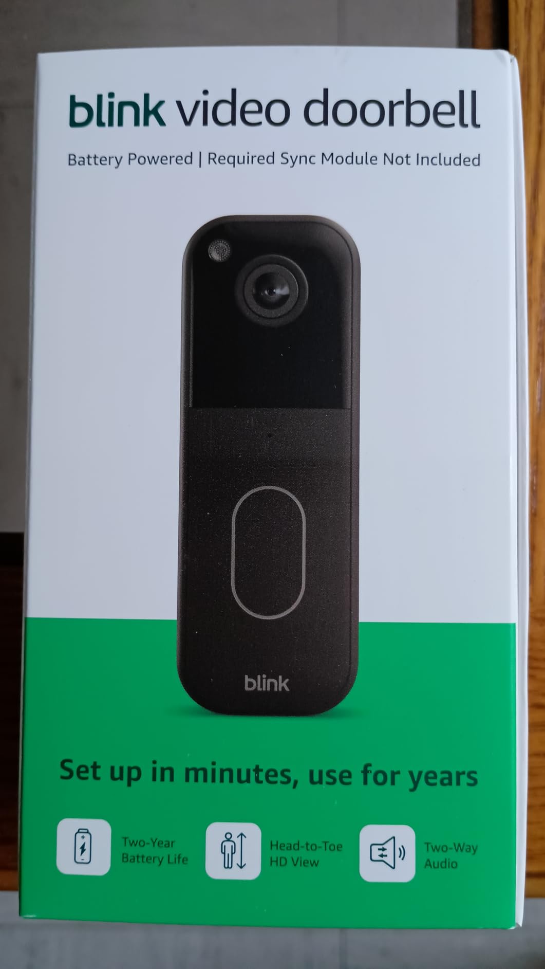 Blink Video Doorbell - Head-to-toe HD view, two-year battery life, and simple setup. Required Sync Module not included - Add-On (Black) customer photo 1