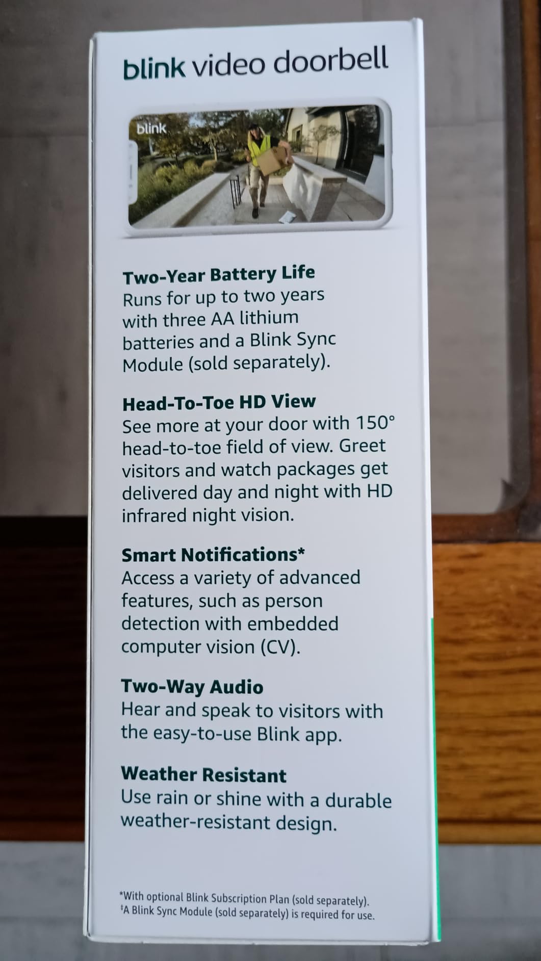 Blink Video Doorbell - Head-to-toe HD view, two-year battery life, and simple setup. Required Sync Module not included - Add-On (Black) customer photo 2