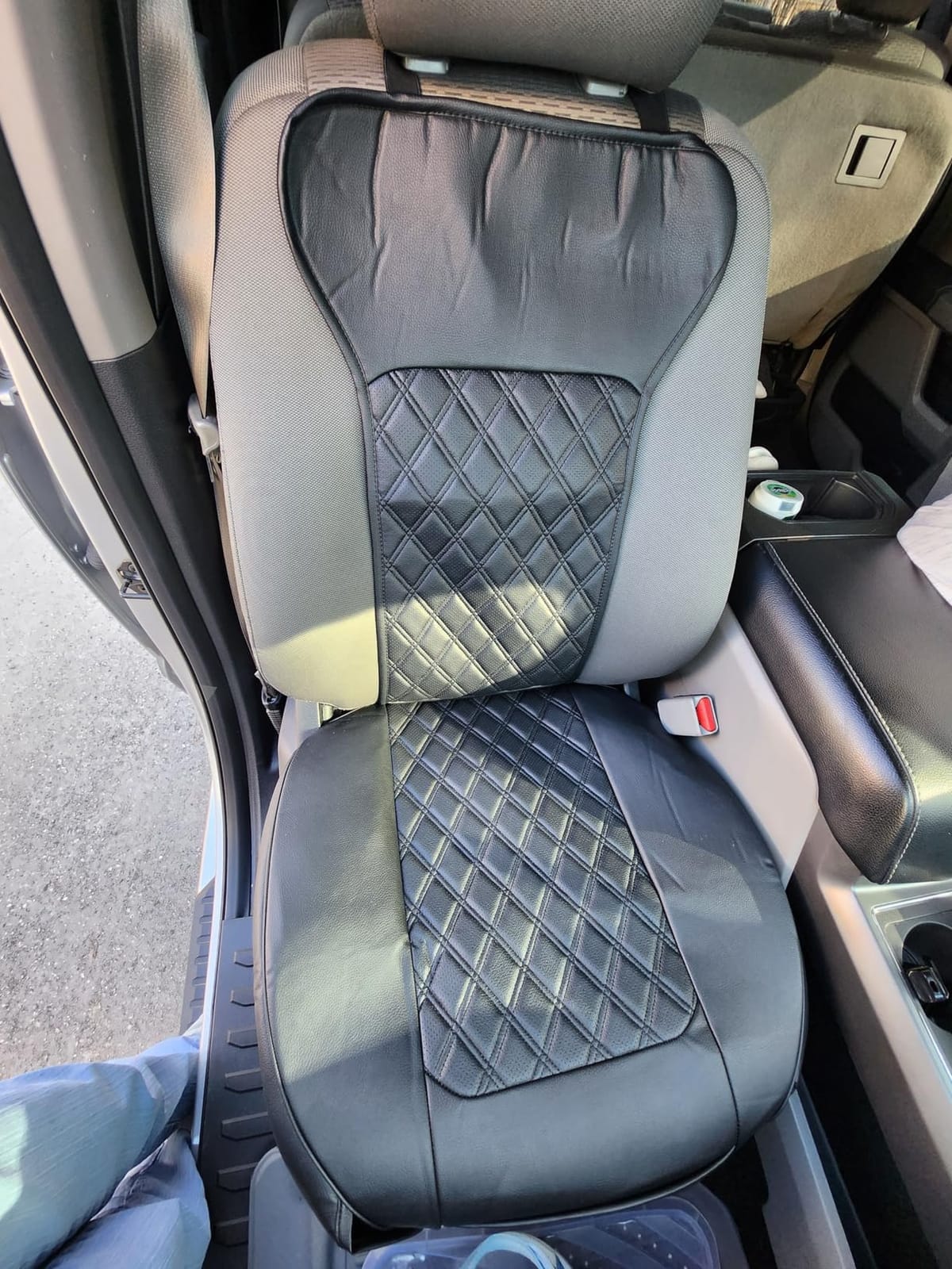 Amazon Basics Front Car Seat Covers, Breathable Faux Leather, Universal Seat Protectors, 2-Pack customer photo 2