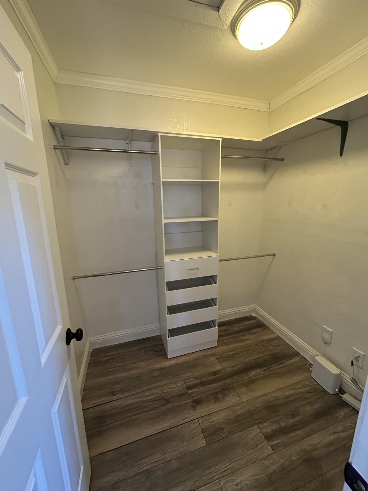 Aheaplus Closet System, 4-9Ft Closet Organizer with 4 Wooden Drawers, White | Wood Closet Organizer System with Tower, Walk-in Closet Organizer Wardrobe Clothes Rack with 4 Hanging Rods, Garment Rack customer photo 1