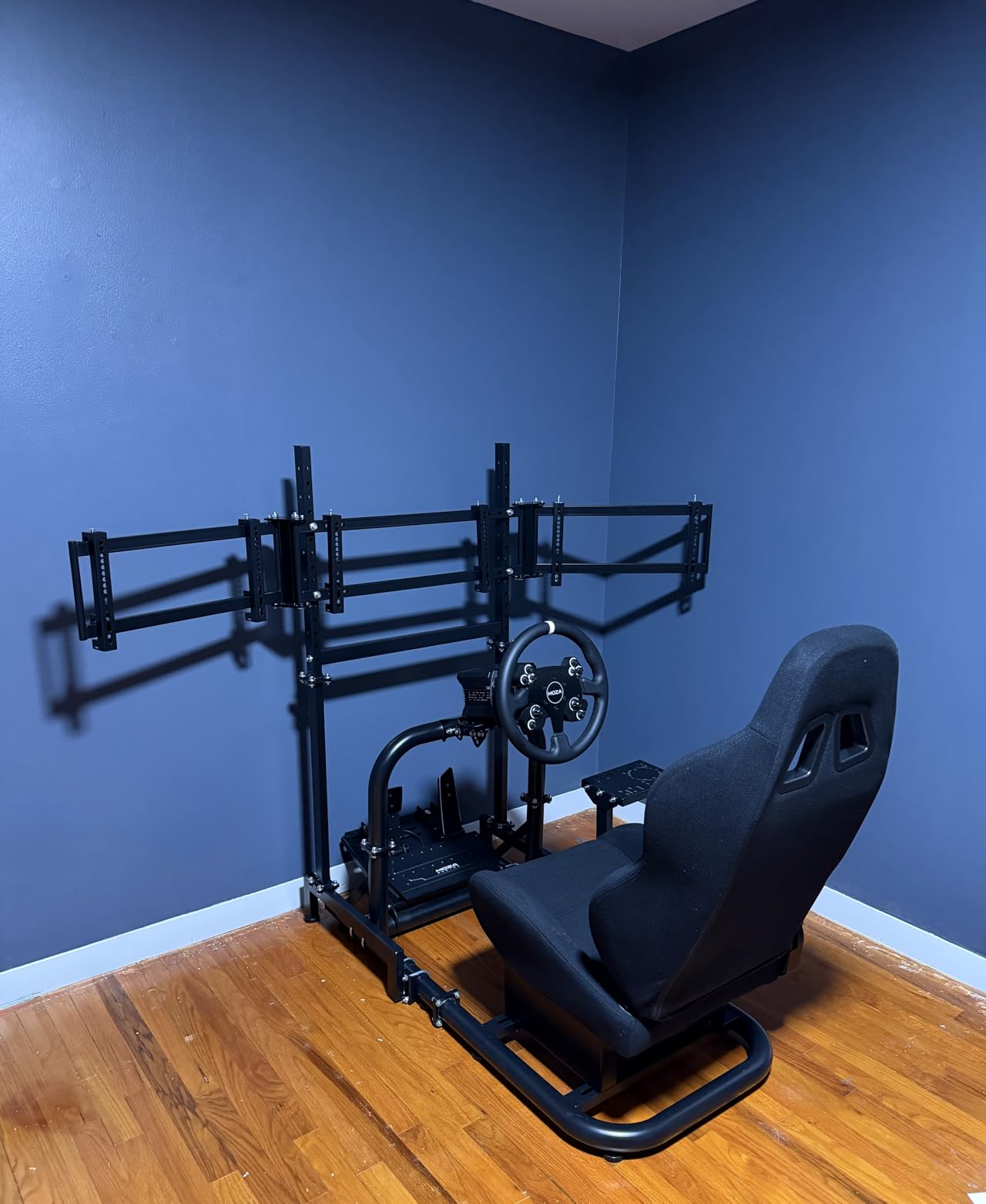 Dardoo Racing Simulator Cockpit with Triple Monitor Stand and Black Seat | Fit for Logitech G29 G920 G923, for Thrustmaster T300RS, for Fanatec CSL-DD, No Steering Wheel Pedal or Shifter customer photo 1