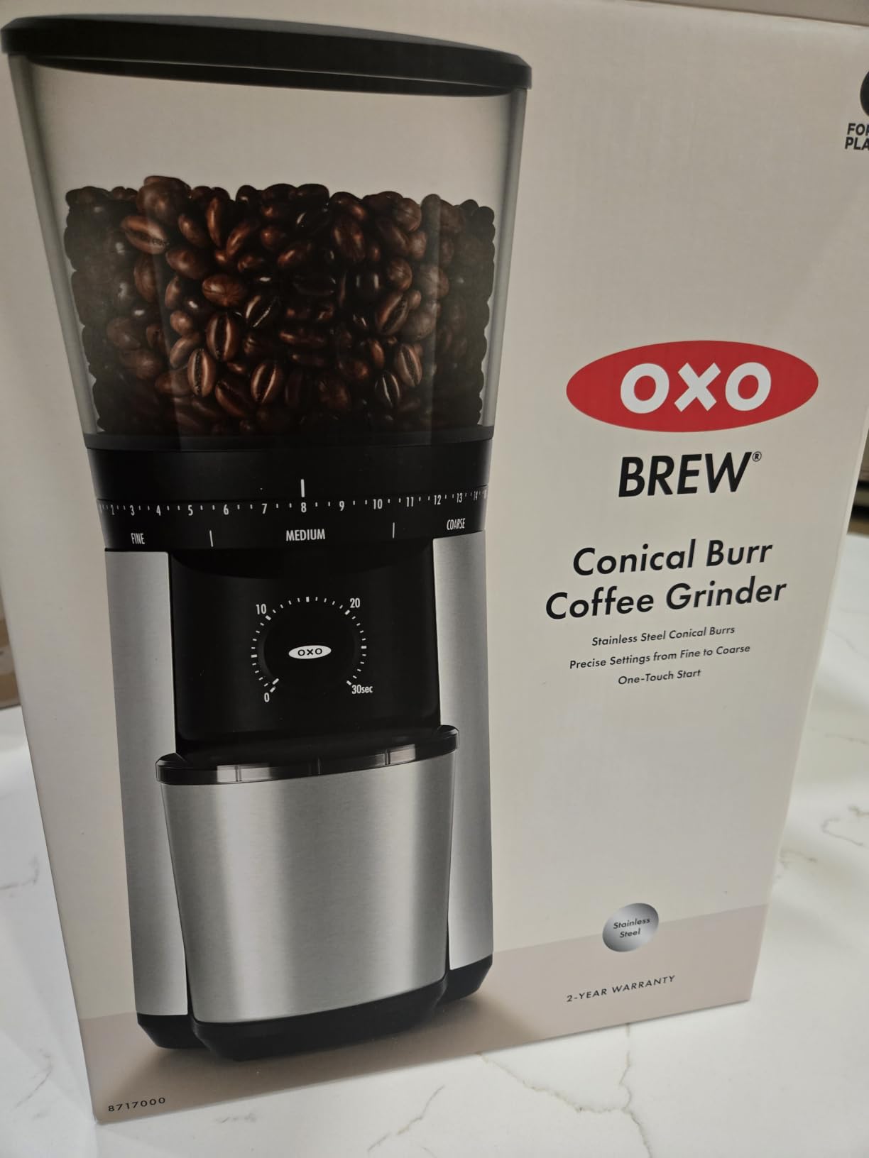 OXO Brew Compact Conical Burr Electric Coffee Bean Grinder - 50g Capacity | Countertop Coffee Grinder, Consistent Grind Size, Multiple Settings, Home Brew, Stainless Steel customer photo 1