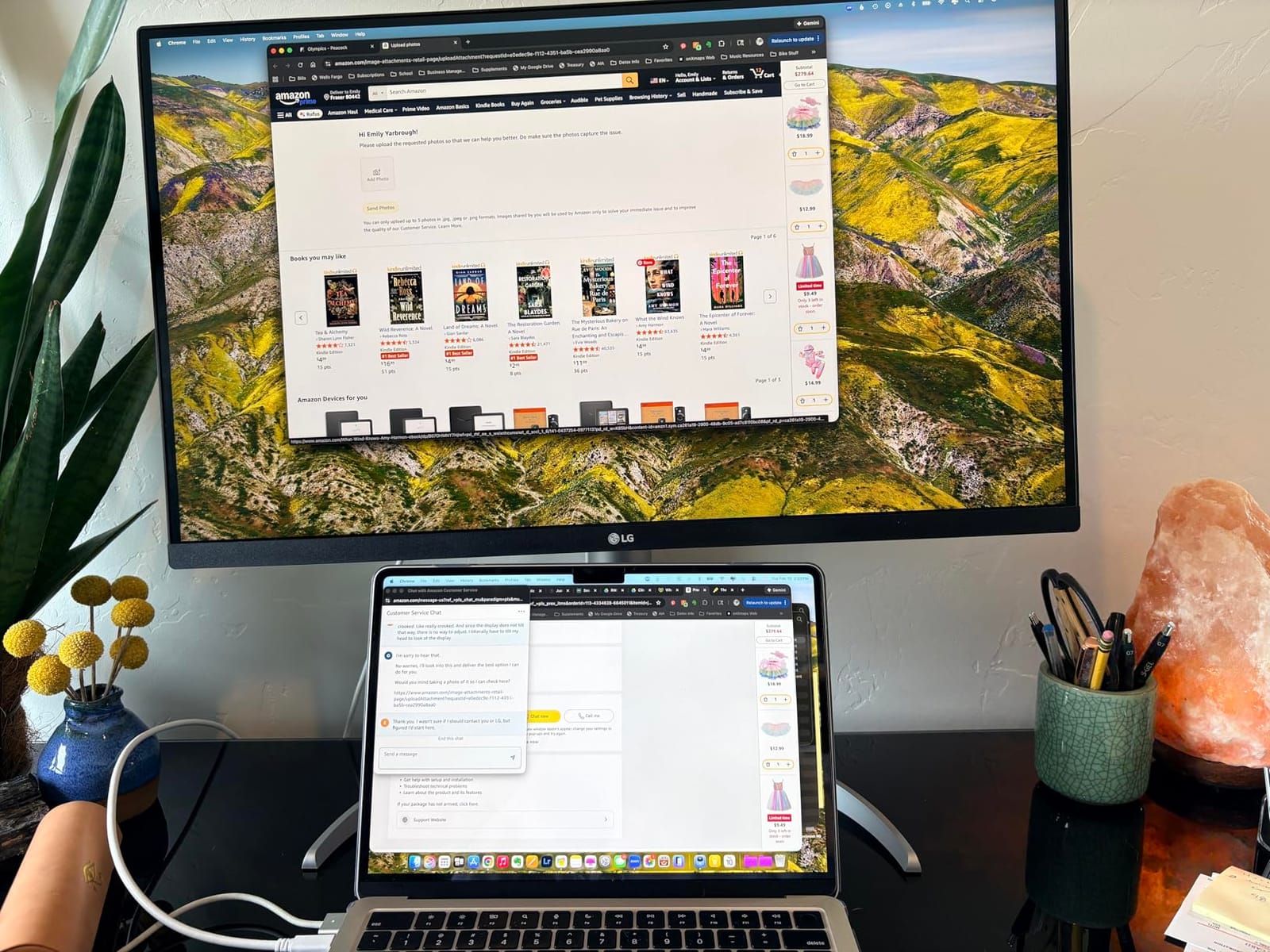 LG 27UP850K-W 27-inch Ultrafine 4K UHD IPS Monitor, White | 60Hz, DisplayHDR 400, USB Type-C 90W PD, Tilt/Height/Pivot Adjustable Stand, Built-in Speaker customer photo 1