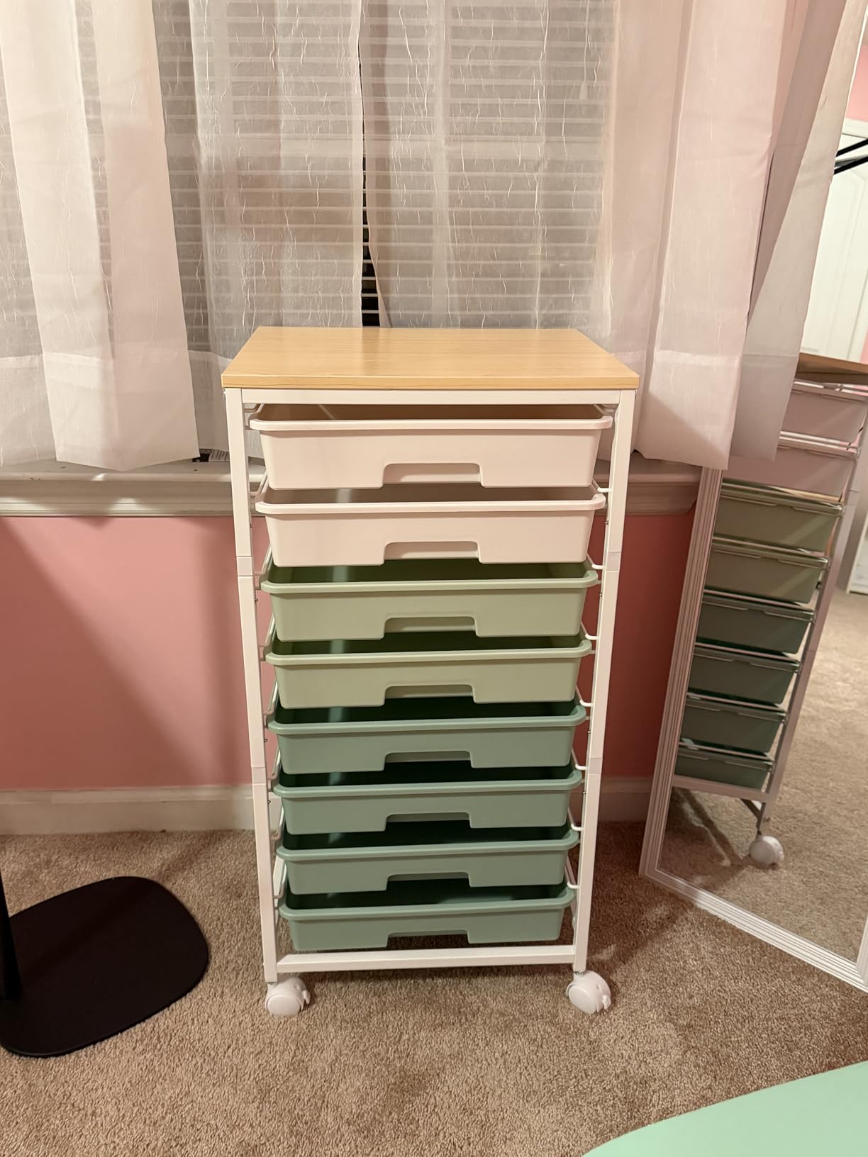 SYKIARIOL Rolling Cart with Drawers, Craft Organizers and Storage, Green | Rolling Storage Cart with 8 Drawers and Wooden Tabletop for Living Room, Office, Classroom, Craft Room, Bedroom, Dorm customer photo 1