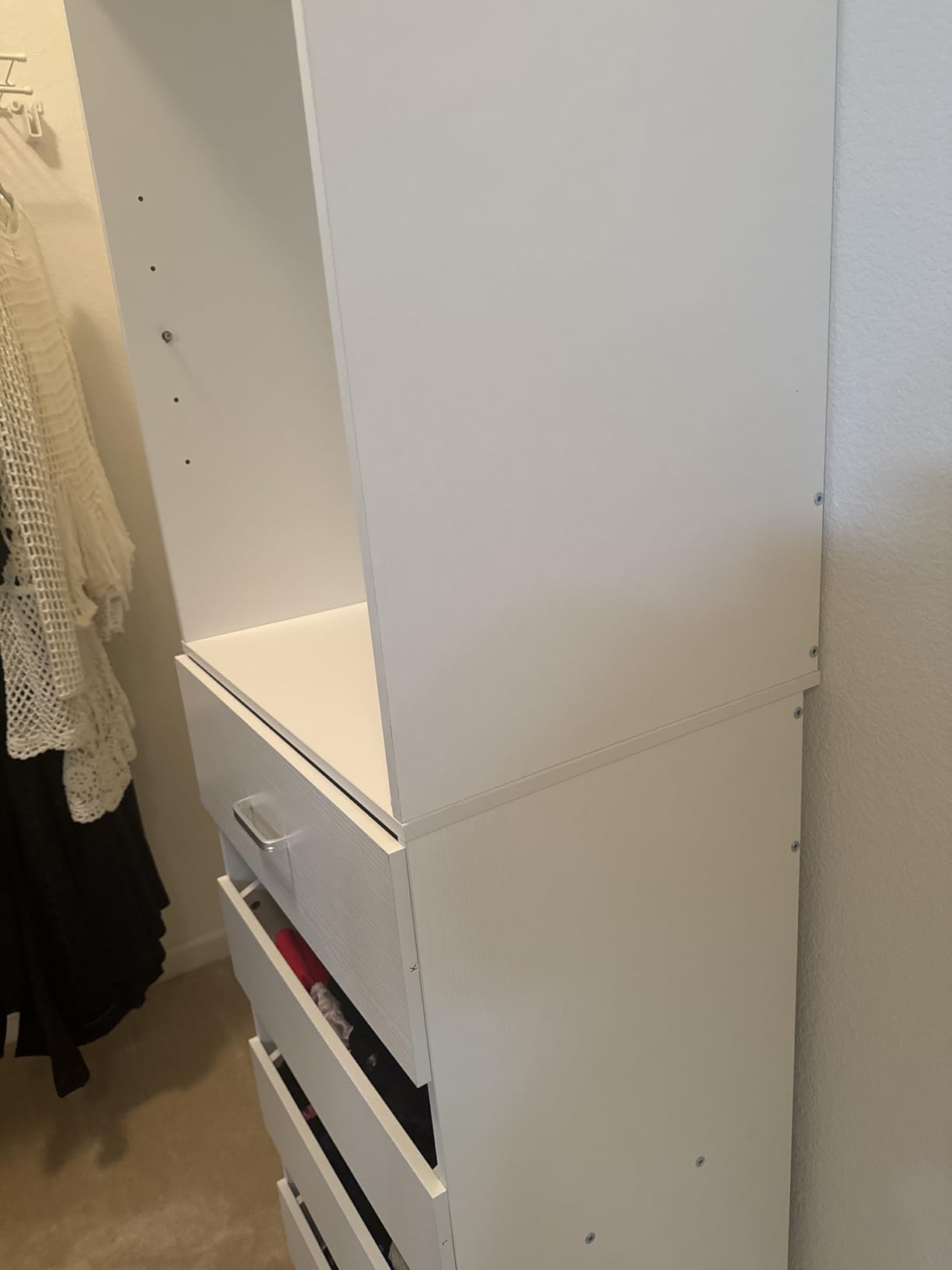 Aheaplus Closet System, 6-15Ft Closet Organizer with 8 Wooden Drawers, White | Wood Closet Organizer System with Tower, Walk-in Closet Organizer Wardrobe Clothes Rack with 4 Hanging Rods, Garment Rack customer photo 1