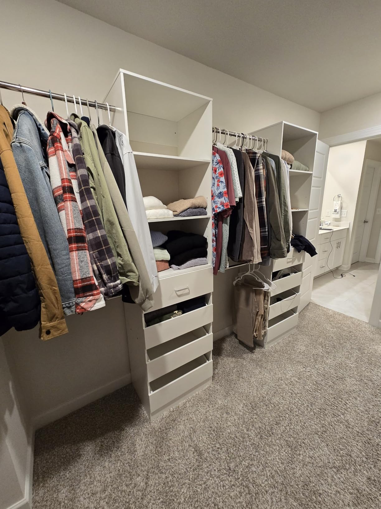 Aheaplus Closet System, 6-15Ft Closet Organizer with 8 Wooden Drawers, White | Wood Closet Organizer System with Tower, Walk-in Closet Organizer Wardrobe Clothes Rack with 4 Hanging Rods, Garment Rack customer photo 2