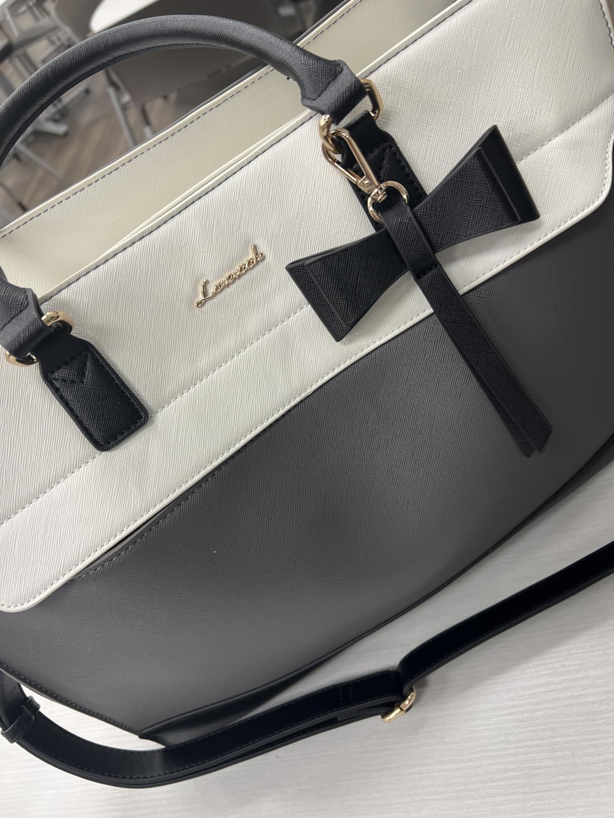 LOVEVOOK Laptop Tote Bag for Women, Leather Work Bag, Waterproof Business Teacher Bag, Large Computer Handbag Purse Briefcase, Office Gifts for Women customer photo 2