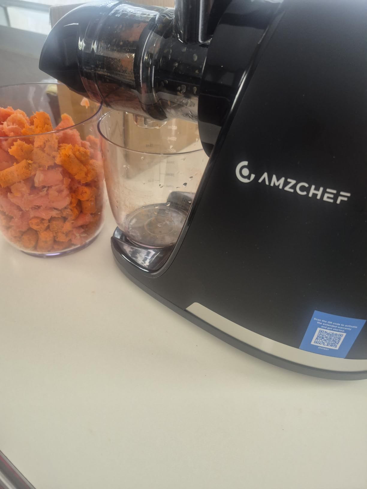 Juicer Machines - AMZCHEF Cold Press Masticating Juicer whole Fruit and Vegetable - Delicate Chew No Need to Filter - BPA Free Juice Extractor with 2 Cups and Brush- Ebony customer photo 1
