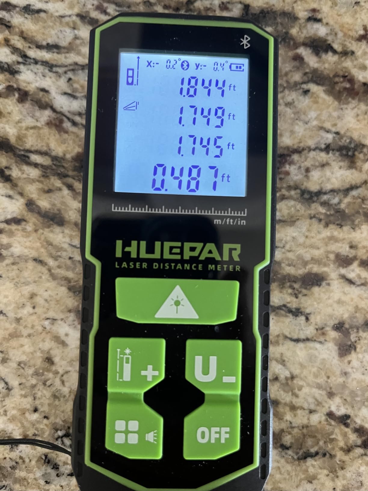 Huepar S60-G-BT Professional Bluetooth Laser Measuring Tool, 200ft | APP Control, Green Beam, ±1/16